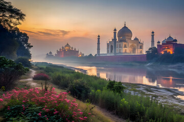 sunset over the river