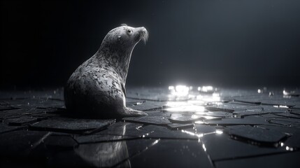 Seal Pup on Cracked Earth: A Stark Reminder of Climate Change Impact and Loss