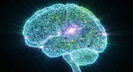 Cutting-edge technology brain with digital circuit design for artificial intelligence, machine learning, and future innovation concepts that inspire progress
