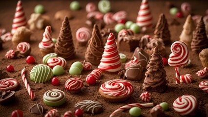 Colorful display of festive sweets and treats creates a joyful Christmas atmosphere perfect for holiday celebrations and gatherings Generative AI