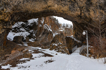Granitem Arch (Arch of Luck) in Arpa river canyon (Jermuk, Armenia)