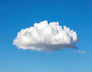 Single White Cumulus Cloud Against Vivid Blue Sky