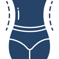 Silhouette of a Woman's Torso Showing Waistline Measurement with Blue Toned Graphic Elements and Dotted Outline Indicating Weight Loss Concept