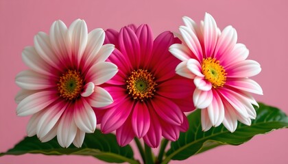 Vivid Closeup Blooming Flowers with Green Leaf