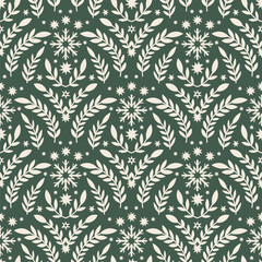 Dark Arched Botanical Winter Pattern