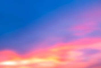 Sky sunset evening blur sunrise cloud weather dramatic landscape goldent and indigo color gradient pastel horizon, twilight yellow golden reflection morning nature environment energy ecosystem. © wing-wing
