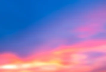 Fotobehang Fluor Roze Sky sunset evening blur sunrise cloud weather dramatic landscape goldent and indigo color gradient pastel horizon, twilight yellow golden reflection morning nature environment energy ecosystem.  © wing-wing