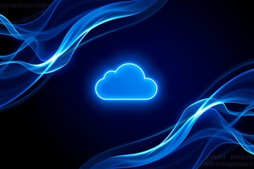 Generative AI cloud data flow with glowing blue streams.
