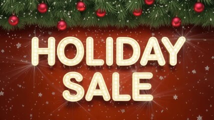 Festive holiday sale sparkles with animated snow and glowing lights, perfect for promoting seasonal deals and attracting holiday shoppers now