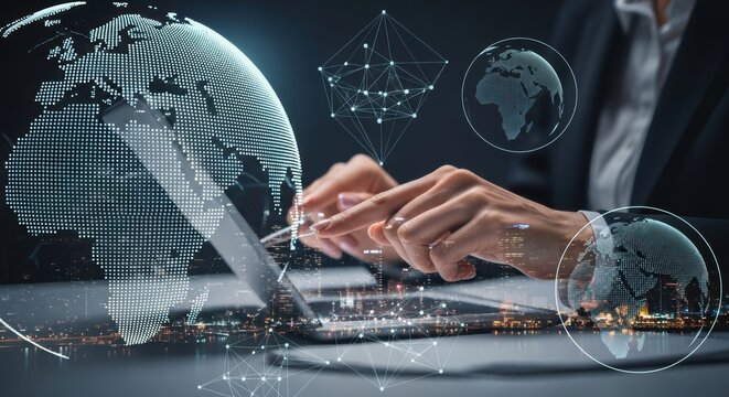 Global Businesswoman Working on Digital Transformation Technologies