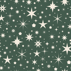 Dark Celestial Stars Seamless Pattern