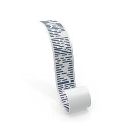 Folded paper payment receipt roll with financial print details