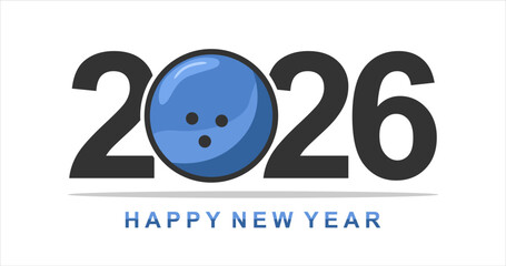Happy New Year 2026 Bowling Theme Greeting