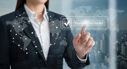 Global Businesswoman Completes Secure Online Payment