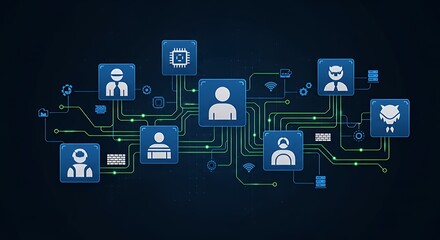 Digital Network of People and Technology Connections Concept.