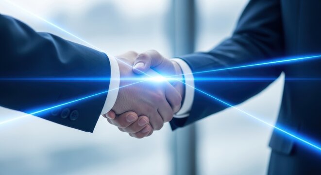 Business handshake with digital data stream for secure collaboration