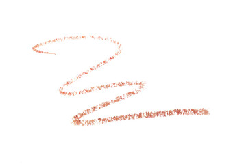 Stroke of golden eye pencil isolated on white, top view