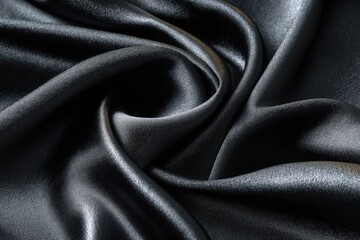 Obraz premium Close-up of swirling, luxurious black fabric with soft folds and highlights