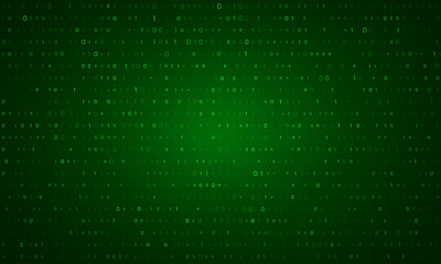 Green binary code abstract winter pattern glowing particles in the night sky