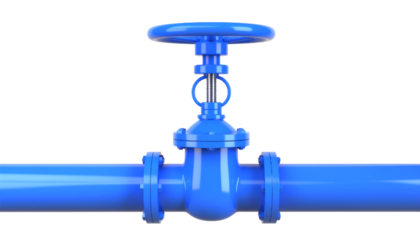 Water pipe with valve on transparent background, png