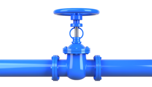 Water pipe with valve on transparent background, png - Powered by Adobe