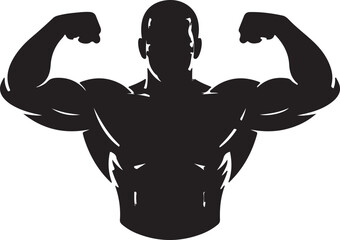 Fototapeta premium Bodybuilder flexing muscles silhouette vector illustration