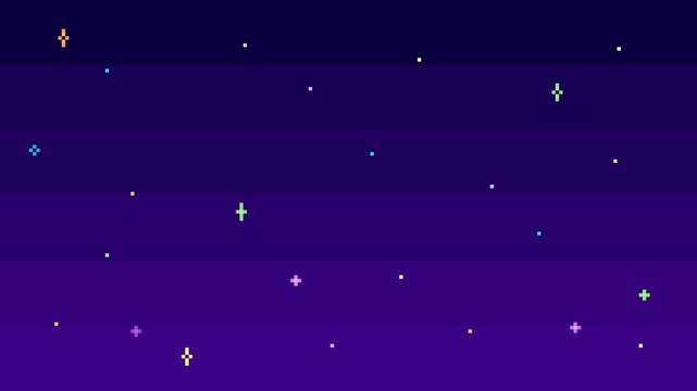 8-bit pixel art a starry cosmic space background. looped animation 4k 30fps