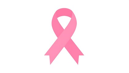 A soft pink ribbon, folded with simple lines, on a clean white backdrop. Represents hope and support