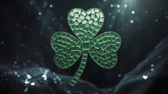 Mosaic shamrock clover design graphic for st patrick's day - Powered by Adobe