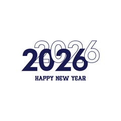 2026 Happy New Year greeting card template with luxury golden numbers. Realistic confetti and warm congratulations