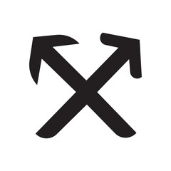 Black crossing arrows graphic icon representing choice and paths