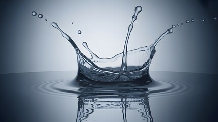 Abstract water splash creating crown with small drops