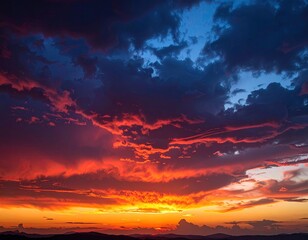 Fiery sunset painting the sky with vibrant colors