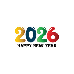 2026 Happy New Year greeting card template with luxury golden numbers. Realistic confetti and warm congratulations