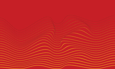 Abstract wavy line pattern in orange and yellow tones over a red background. The curved lines create a flowing, dynamic visual effect