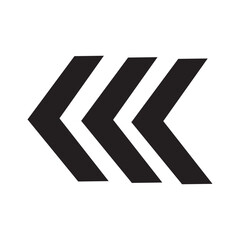 Triple left chevron arrow symbol indicating direction or motion