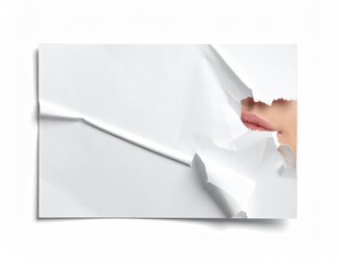 Torn paper reveals partial face