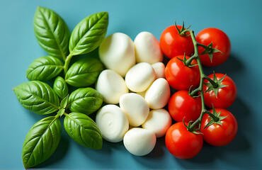 vibrant italian flag crafted intricately arranged basil leaves mozzarella formed tricolor design