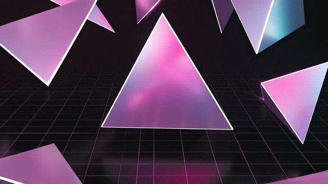 Iridescent Neo-Geometric Prism Rotation Loop - Futuristic Design Background