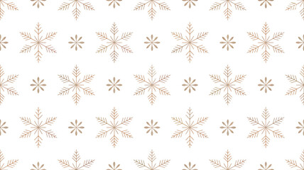 Delicate Christmas Snowflake Pattern in Soft Gold on White Background Festive Winter Holiday Design