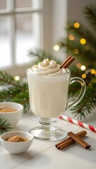 Cozy Christmas Eggnog with Cinnamon and Morning Light 