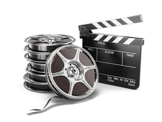 Film Reels and Clapper board - video icon