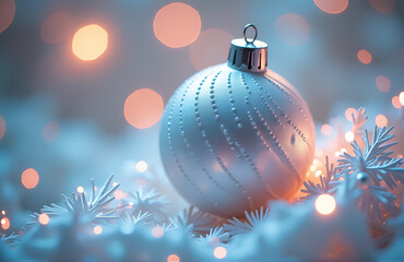 gleaming white christmas ornament suspended amidst swirling vortex kaleidoscopic iridescent hues set subtle