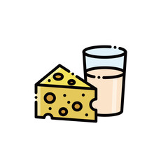 A holey cheese slice with soy milk or milk. Perfect for healthy breakfast designs. Editable & scalable.