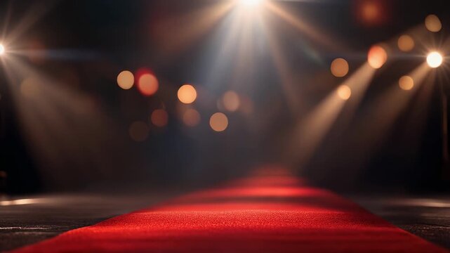 Elegant red carpet with spotlight illumination for glamorous events and celebrations