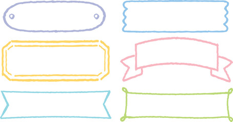 優しい色合いの手描き風ラベル・手描きフレームセット（白塗り・透過）