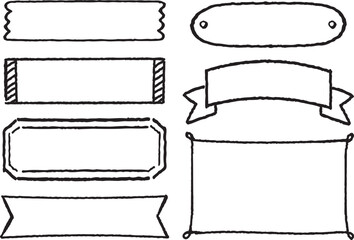 見出しフレーム・ラベル素材セット　黒のスタンプ風（白塗り・透過）