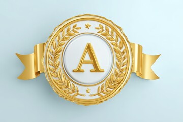 Grade A Excellence Badge: gold circular seal with bold A and laurel wreath