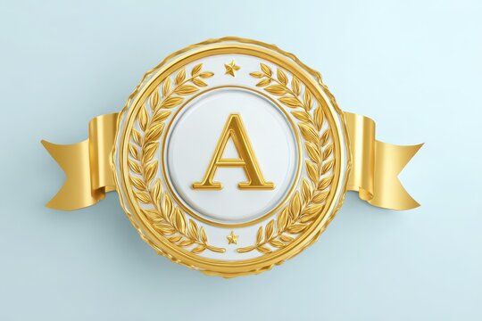 Grade A Excellence Badge: gold circular seal with bold A and laurel wreath - Powered by Adobe