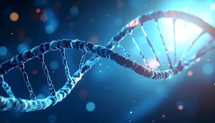 Futuristic Glowing DNA Helix Structure